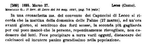 Il terremoto del 1695