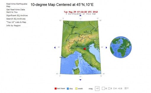 Terremoto mappa Italia