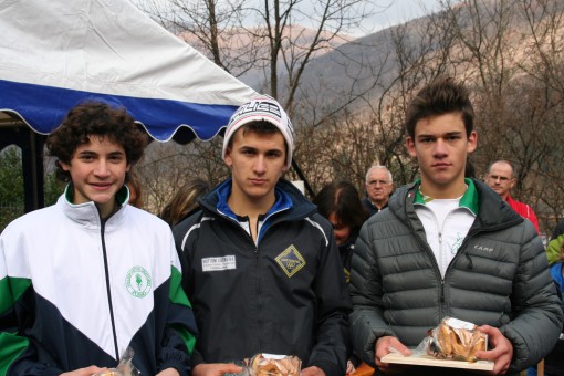 podio Cadetti da sn. Samuele Nava, Gregory Naro, Manuel Tagliaferri