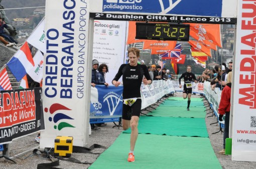 sport . duatlhon città di lecco . 7.4.2013 . primo classificato pettorina 101