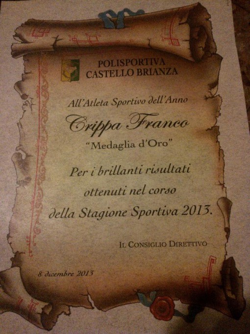 Franco Crippa premio atleta anno 2013