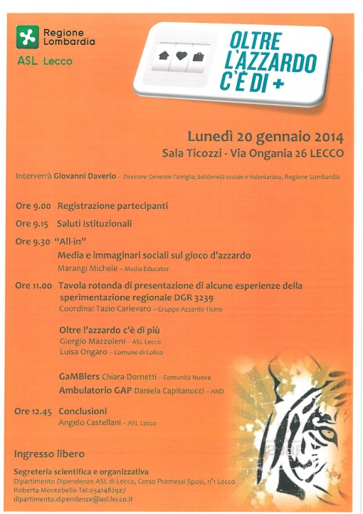 oltre l'azzardo 20 gennaio