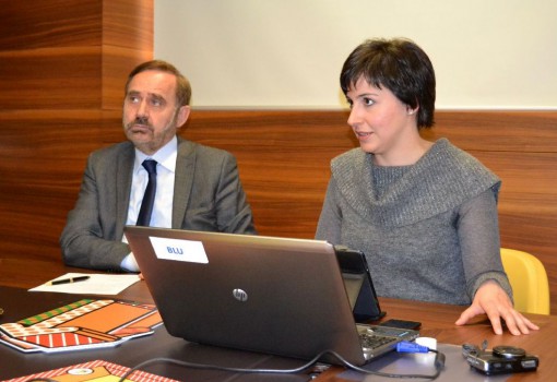 Giovanni Priore e Marta Comi durante la conferenza stampa in Acel Service a Lecco