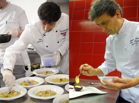 Sandro e Maurizio Serva. I due chef stellati cucineranno mercoledì 8 luglio a Villa Lario di Mandello.