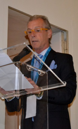 Carlo Molteni, sindaco di Varenna, oggi durante il suo intervento a Villa Monastero.