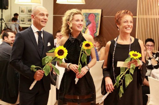 Andrea Di Francesco, Paola Triaca e Mariastella Mellera che hanno organizzato la cena di solidarietà