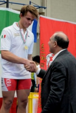 La premiazione di Andrea Panizza, campione italiano Junior di remoergometro a San Miniato.