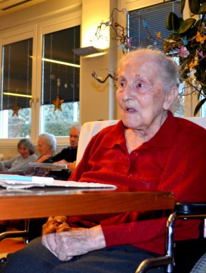 Dina Passini lo scorso mese di dicembre in occasione della festa di Natale del Gruppo volontari assistenza agli anziani.